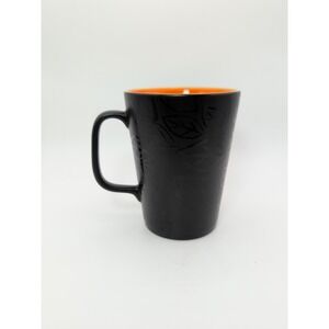 Starbucks Coffee Mug Cup Black Fall Leaves - Orange Inside/Green Rim 13 oz 2007